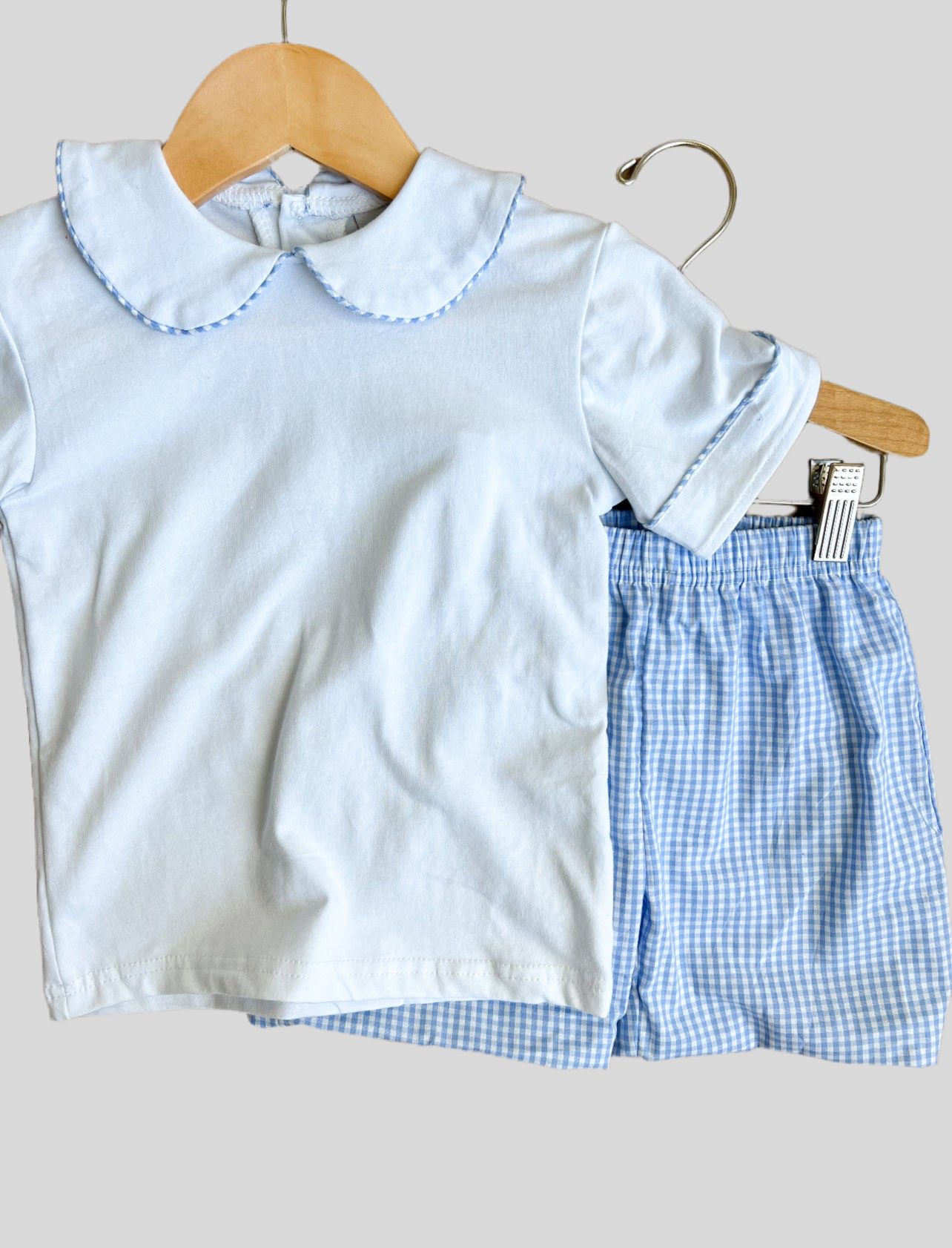 Boys blue gingham short set