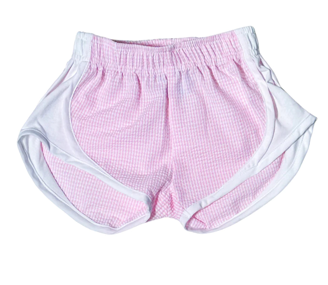 Girls pink and white seersucker shorts