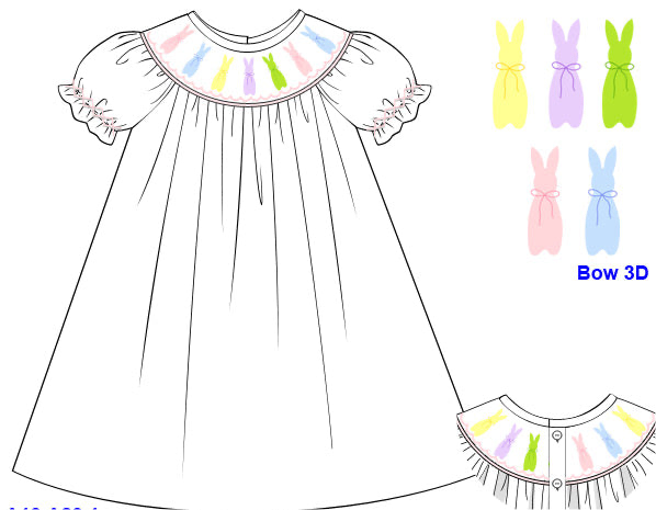 Flocked bunnies smocked dress