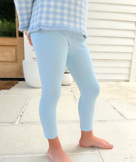Light blue knit cotton leggings