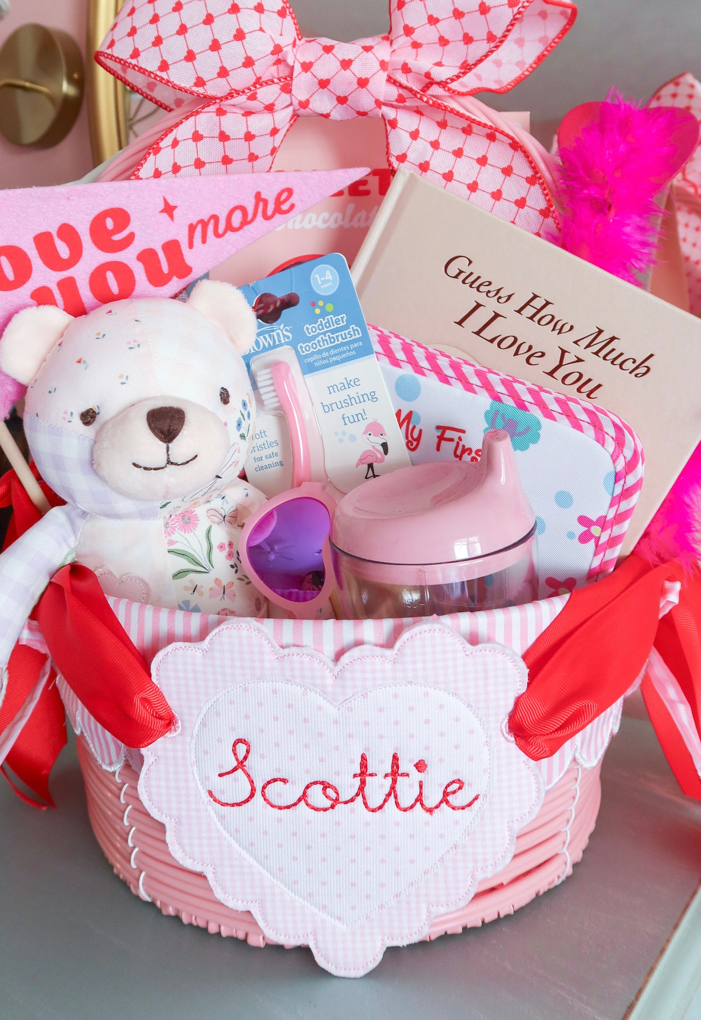 Valentines heart basket tag