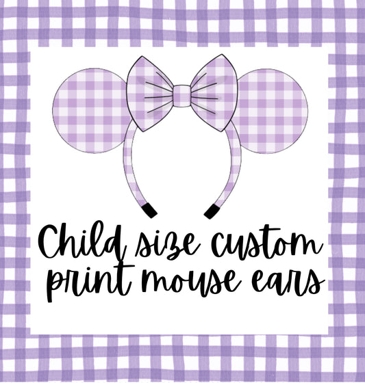 Lavender check mouse ears