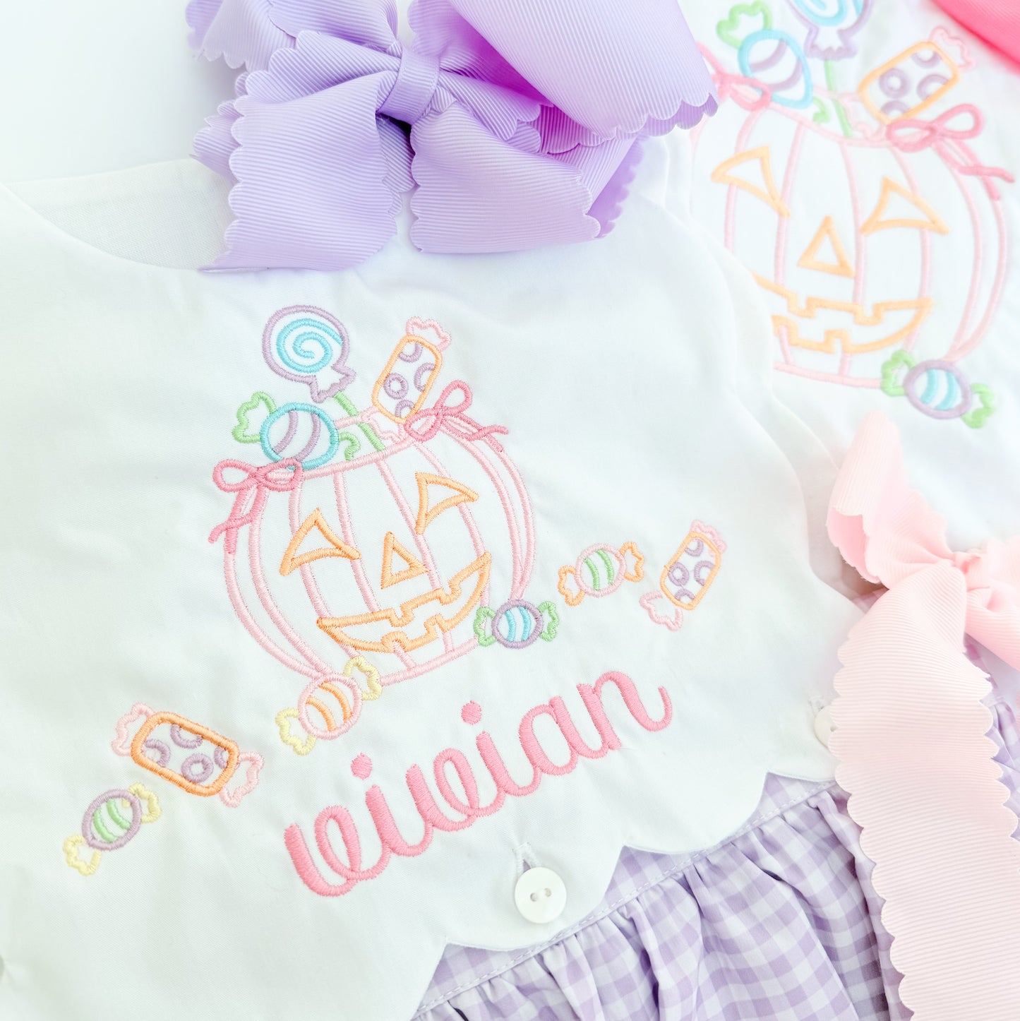 Lavender gingham scallop bubble