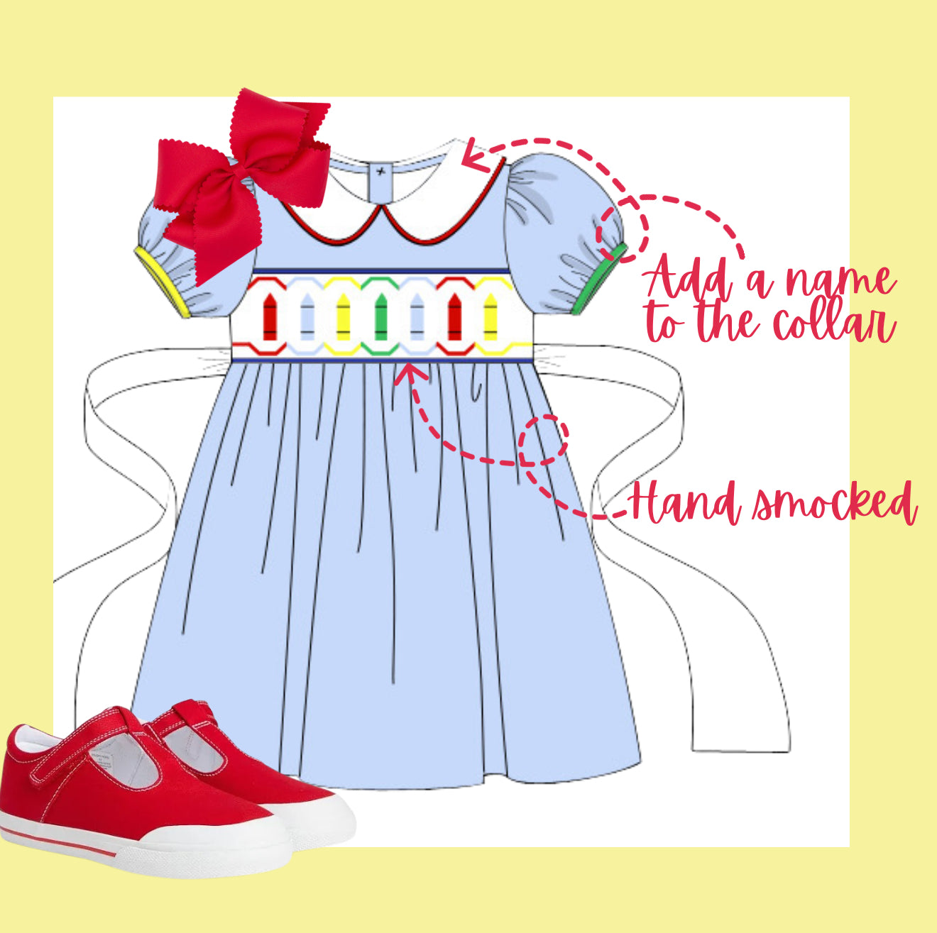 Hand smocked crayons dress
