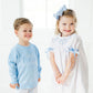 Blue big sister hand smocked dress
