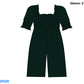 Green velvet smocked jumpsuit