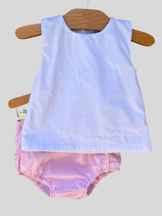 Pink and white diaper set