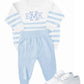 Blue and white knit organic cotton set