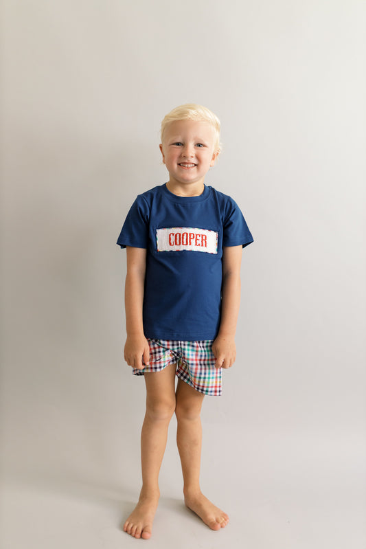 Boys back to school smock short set