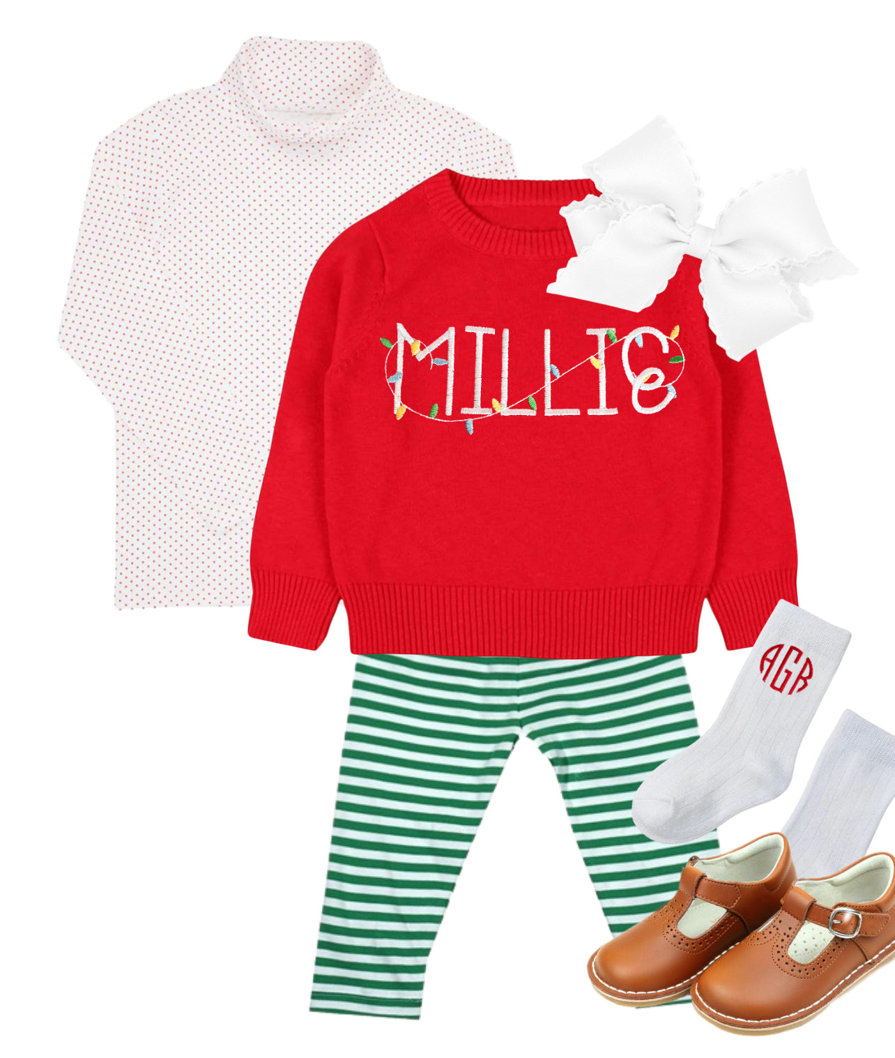 PREORDER green and white stripe leggings