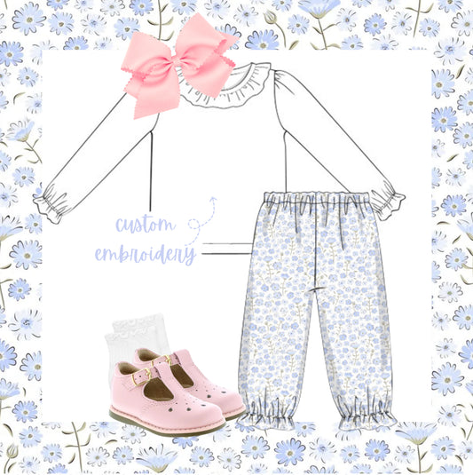 Girls custom floral pant set