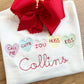 Conversation hearts monogram sweater