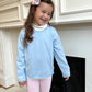 Fine knit light blue roll neck sweater