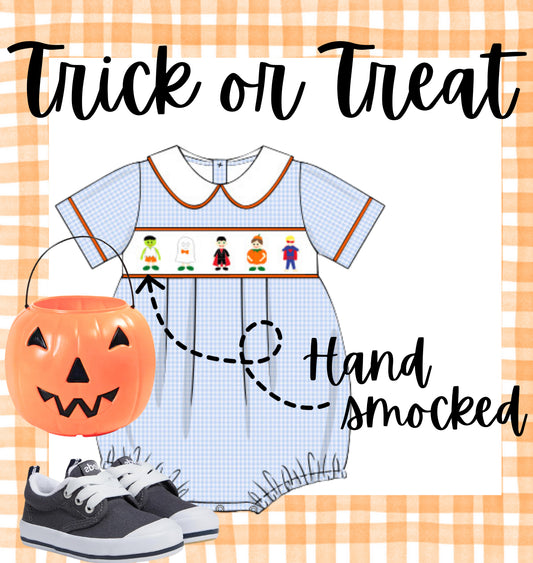 Boys Trick or treat smock bubble