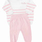 Pink and white organic cotton knit set