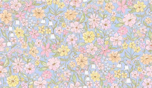 Light blue floral Appliqué square 8”x8”