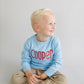 Boys monogramed blue and red sweater