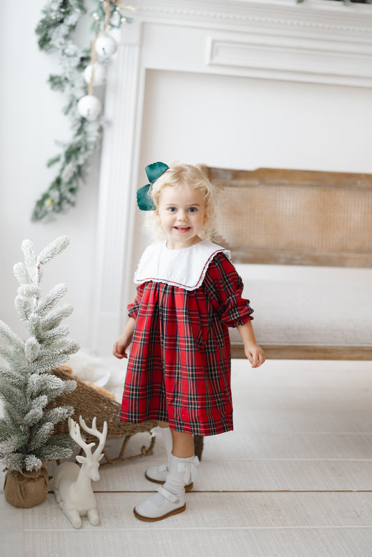 Girls Christmas plaid dress
