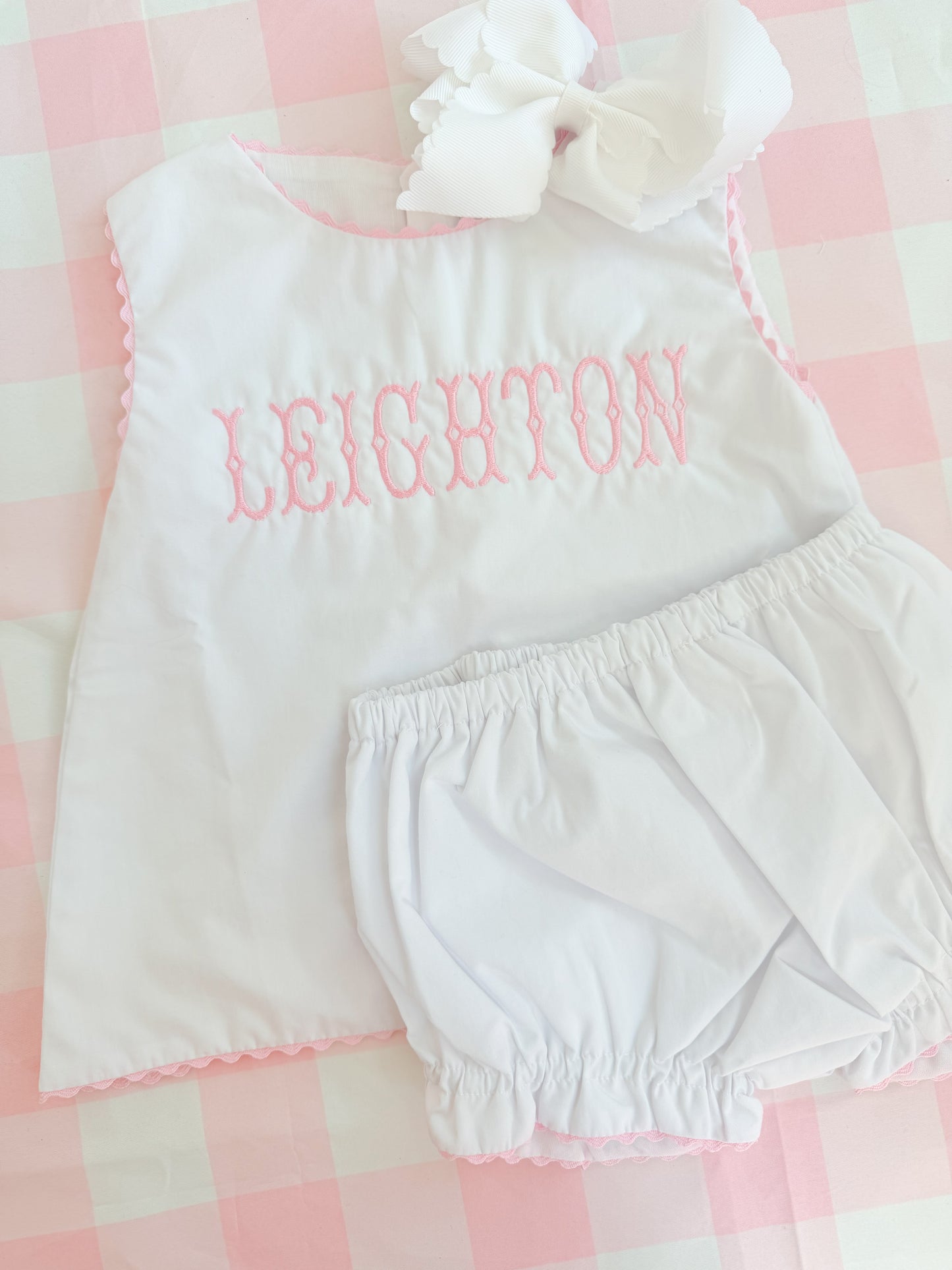 Pink ric rac diaper set