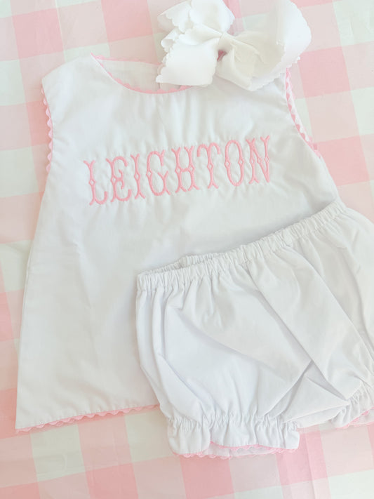 Pink ric rac diaper set