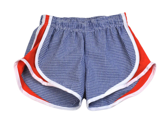 Girls seersucker red and blue shorts