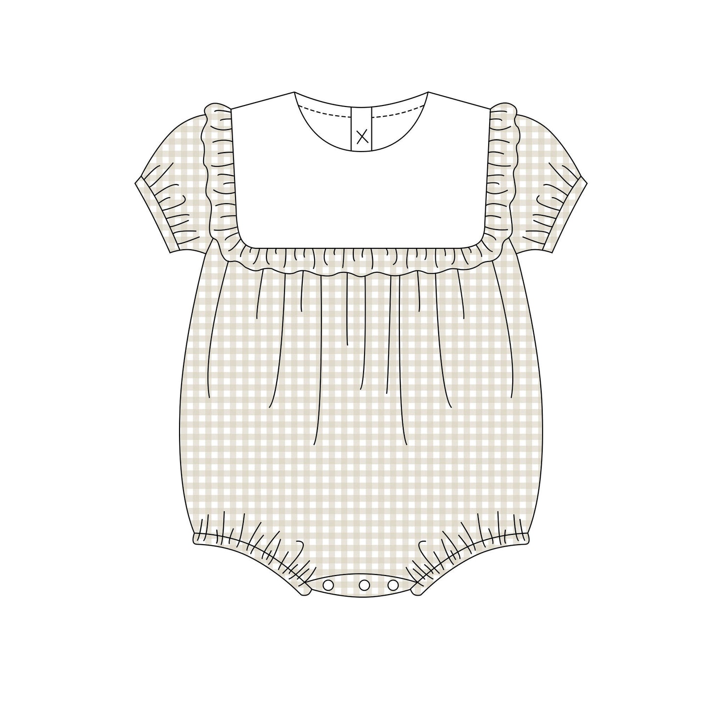 Tan gingham bubble monogrammed