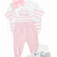 Pink and white organic cotton knit set