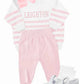 Pink and white organic cotton knit set