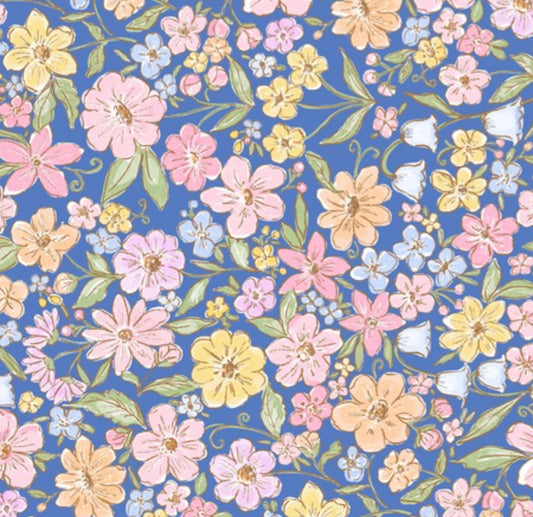 Blue floral Appliqué square 8”x8”