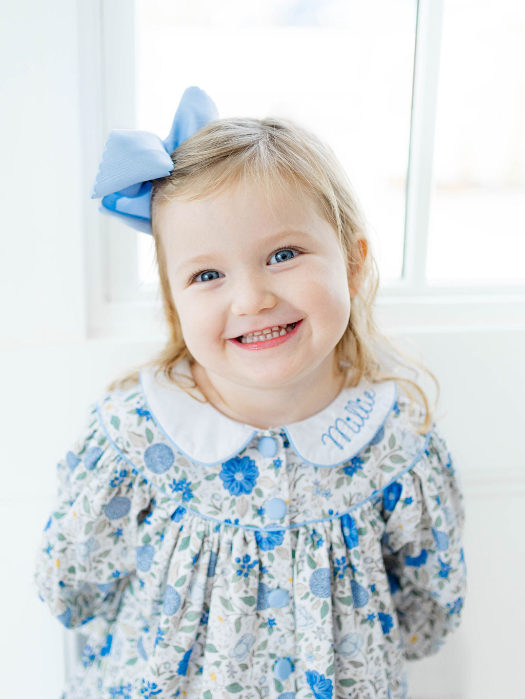 Blue floral collar dress