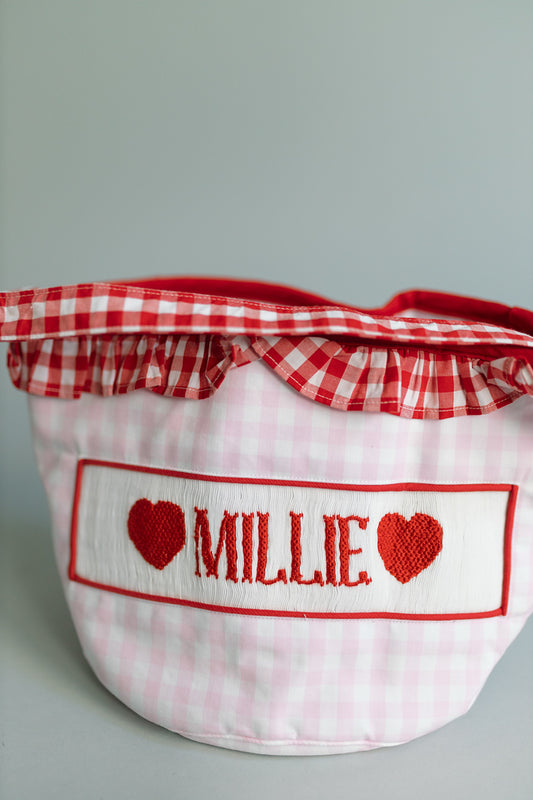 Girls Valentine’s Day hearts basket