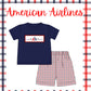 American Airlines boys custom hand smocked short set