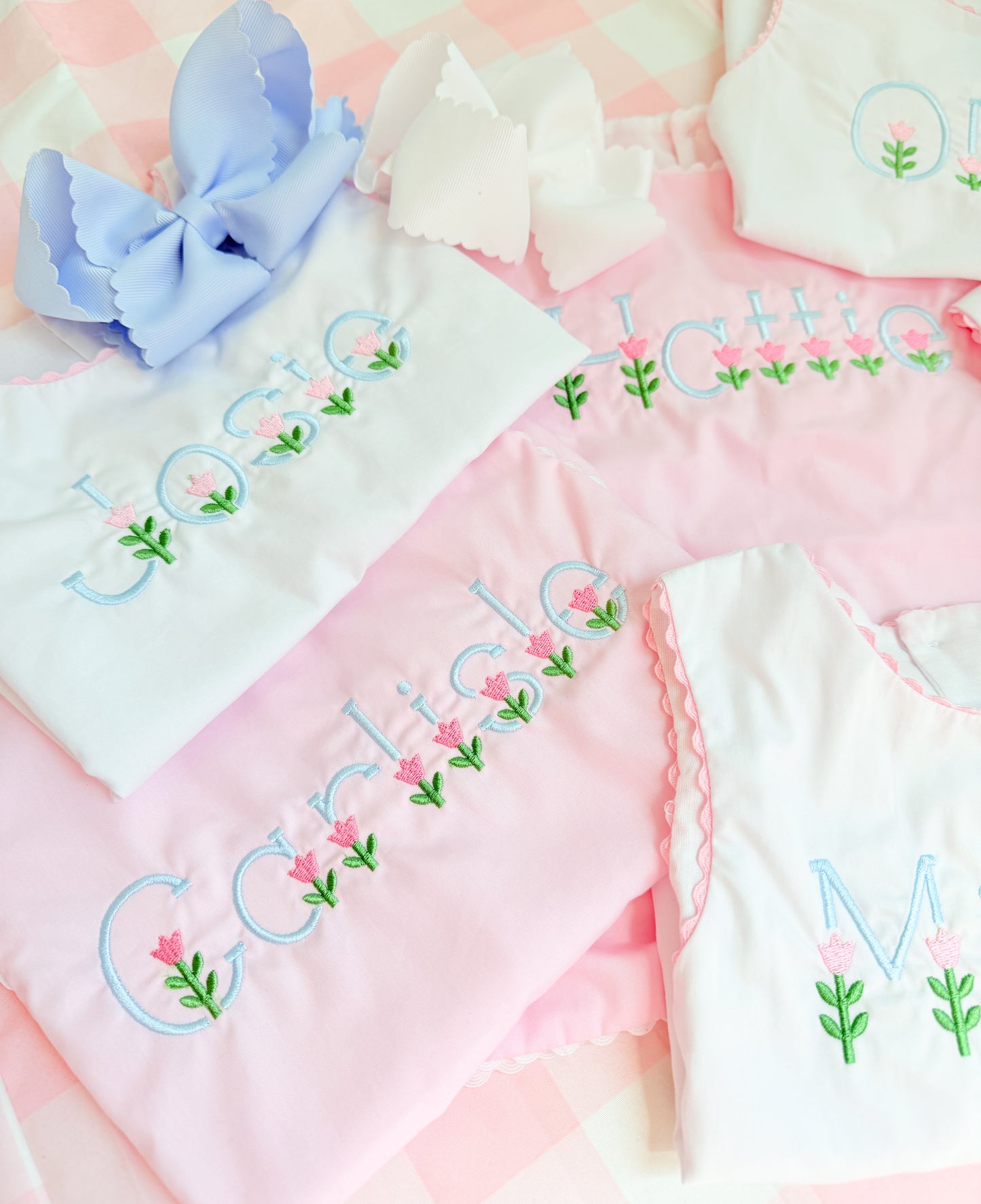Pink ric rac diaper set