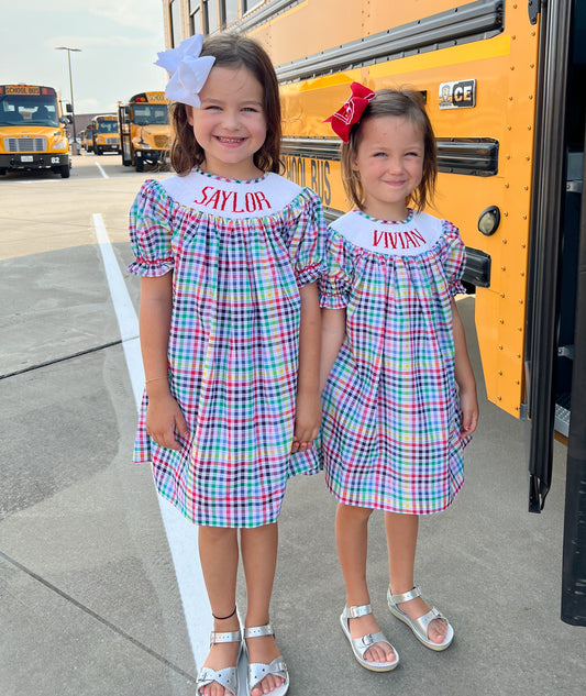 Back to school name smock dress