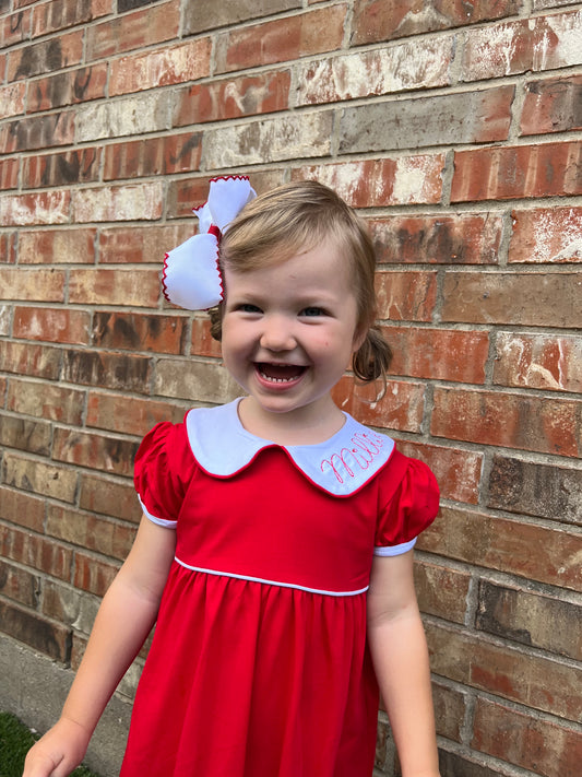 Red knit cotton dress