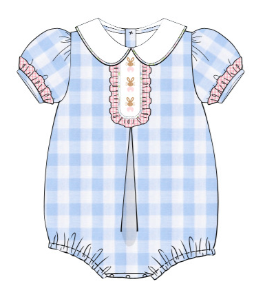 Bullion bunny blue gingham bubble