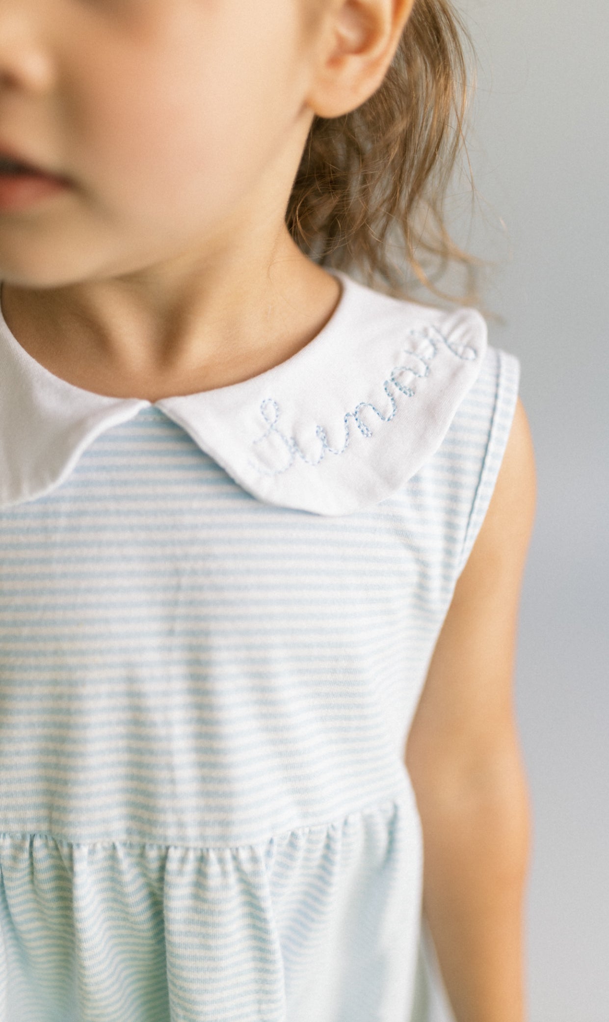 Light blue and white peterpan tank dress