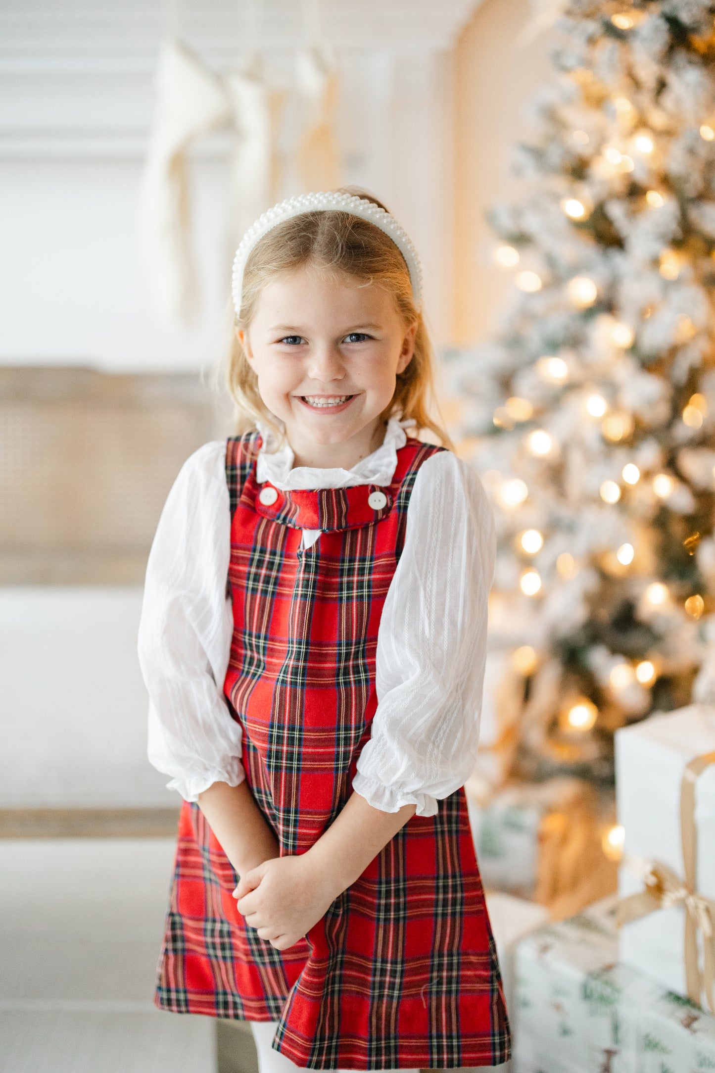 Girls plaid dress set