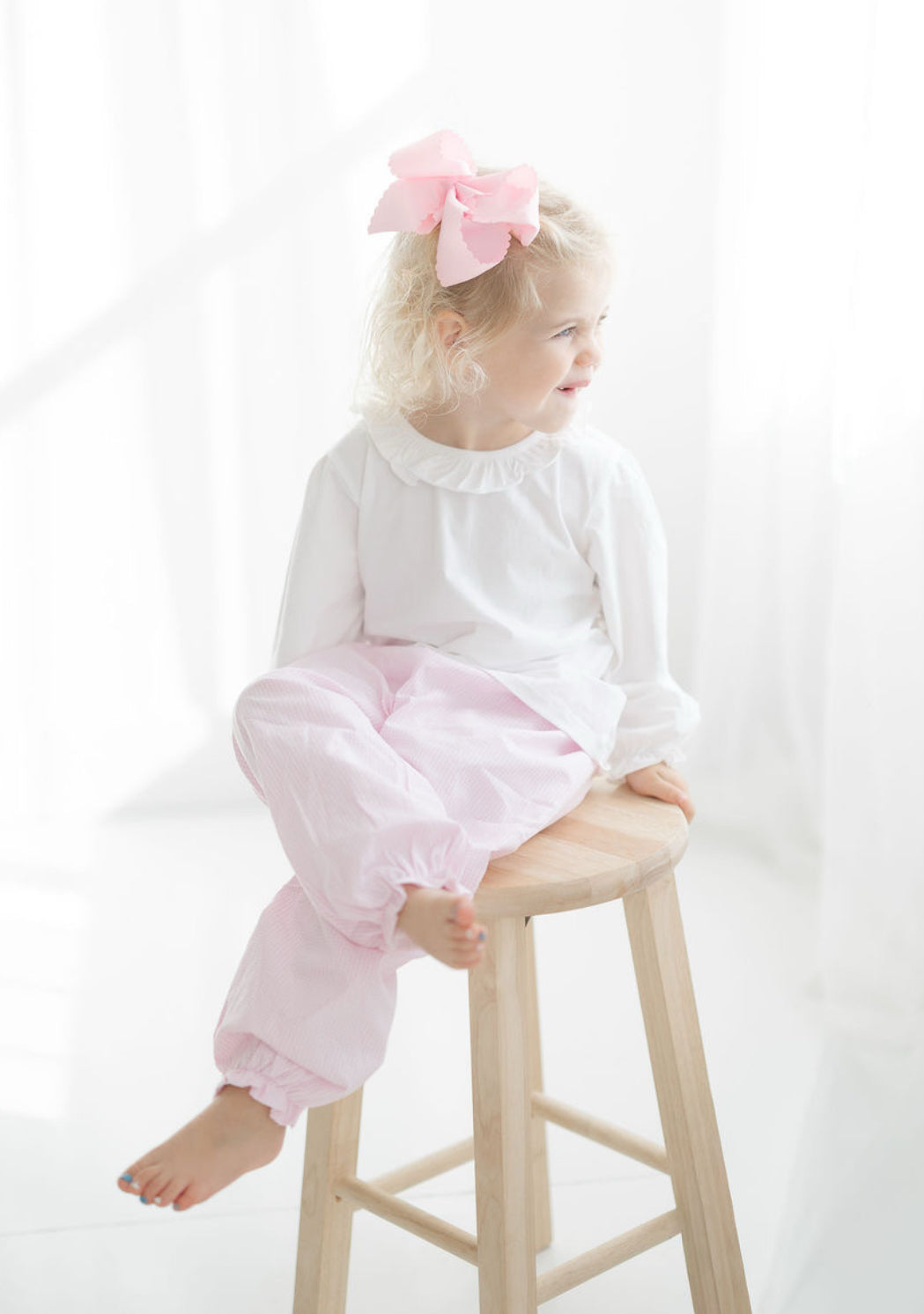 Girls pink gingham pant set