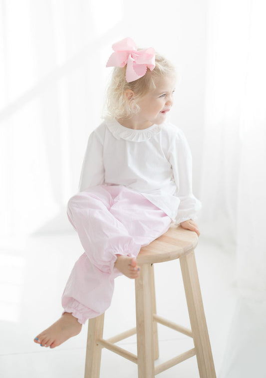Girls pink gingham pant set