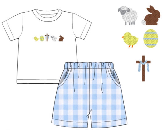 Boys French knot Easter set