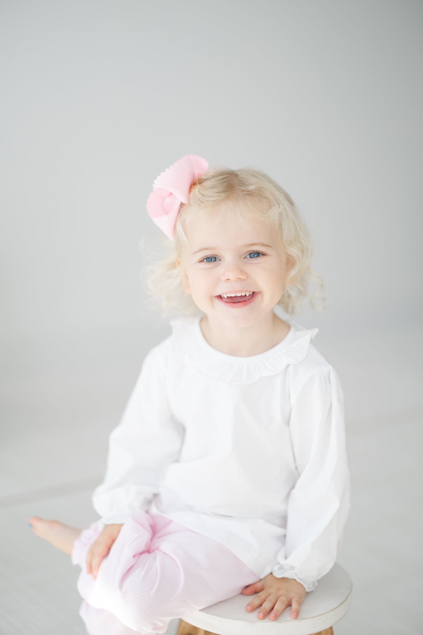 Girls pink gingham pant set