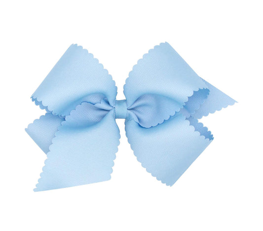 6” Blue scallop bow on alligator clip