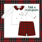 Boy monogram plaid set