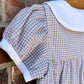 Tan gingham dress monogrammed collar