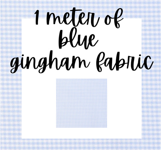 1 meter of blue gingham fabric