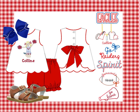 Red Scallop bow back set