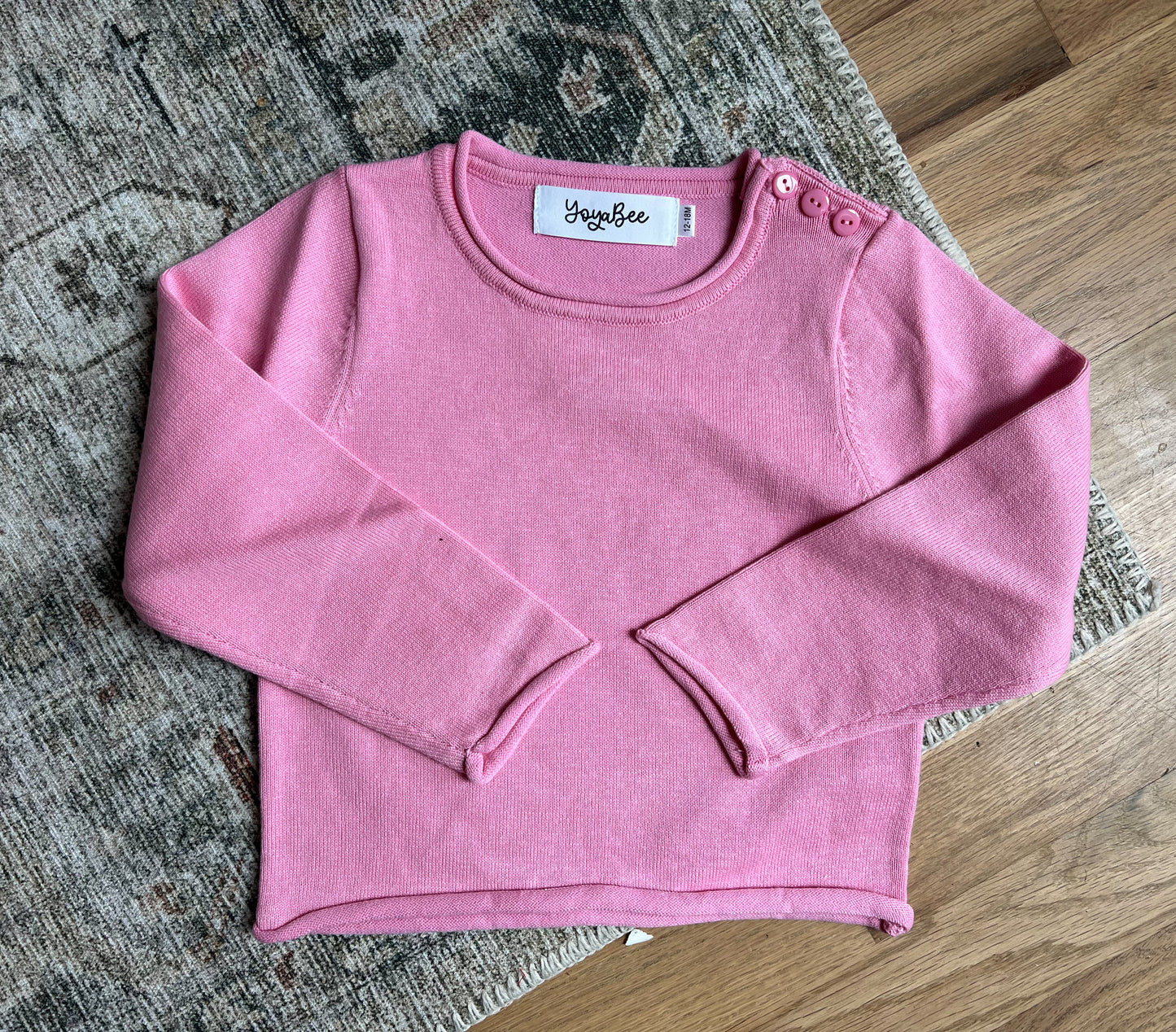 Fine knit pink roll necksweater