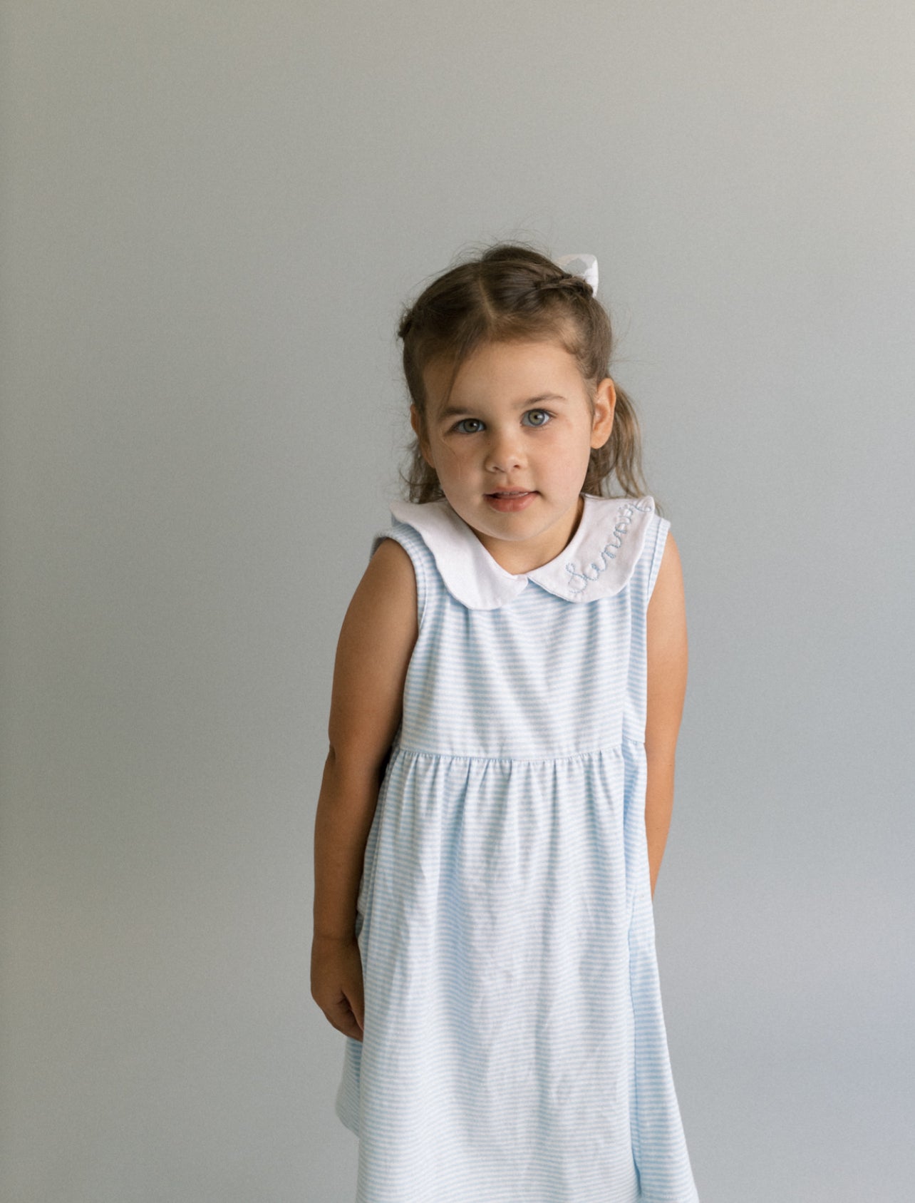 Light blue and white peterpan tank dress