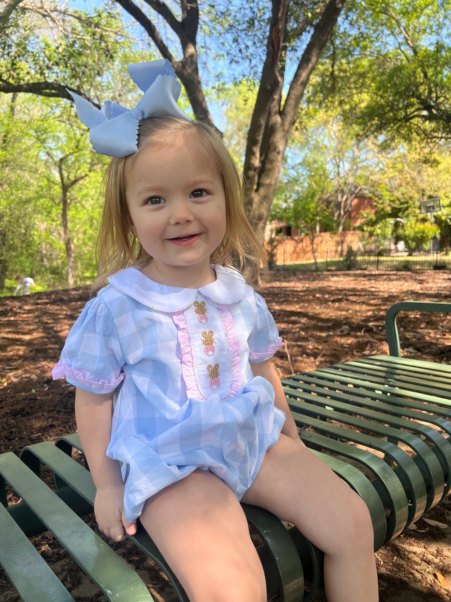 Bullion bunny blue gingham bubble